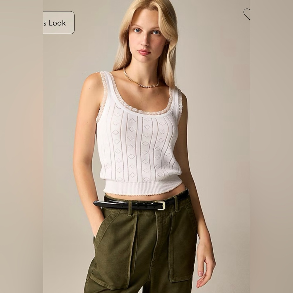 J. Crew White Knit Scoop Tank Top